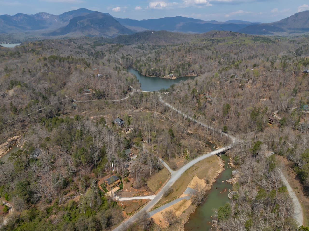 Upper drone view of the cabin