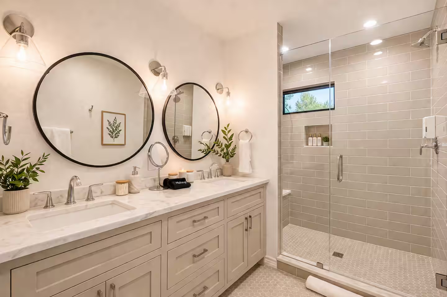 Clean, modern bathroom with walk-in shower