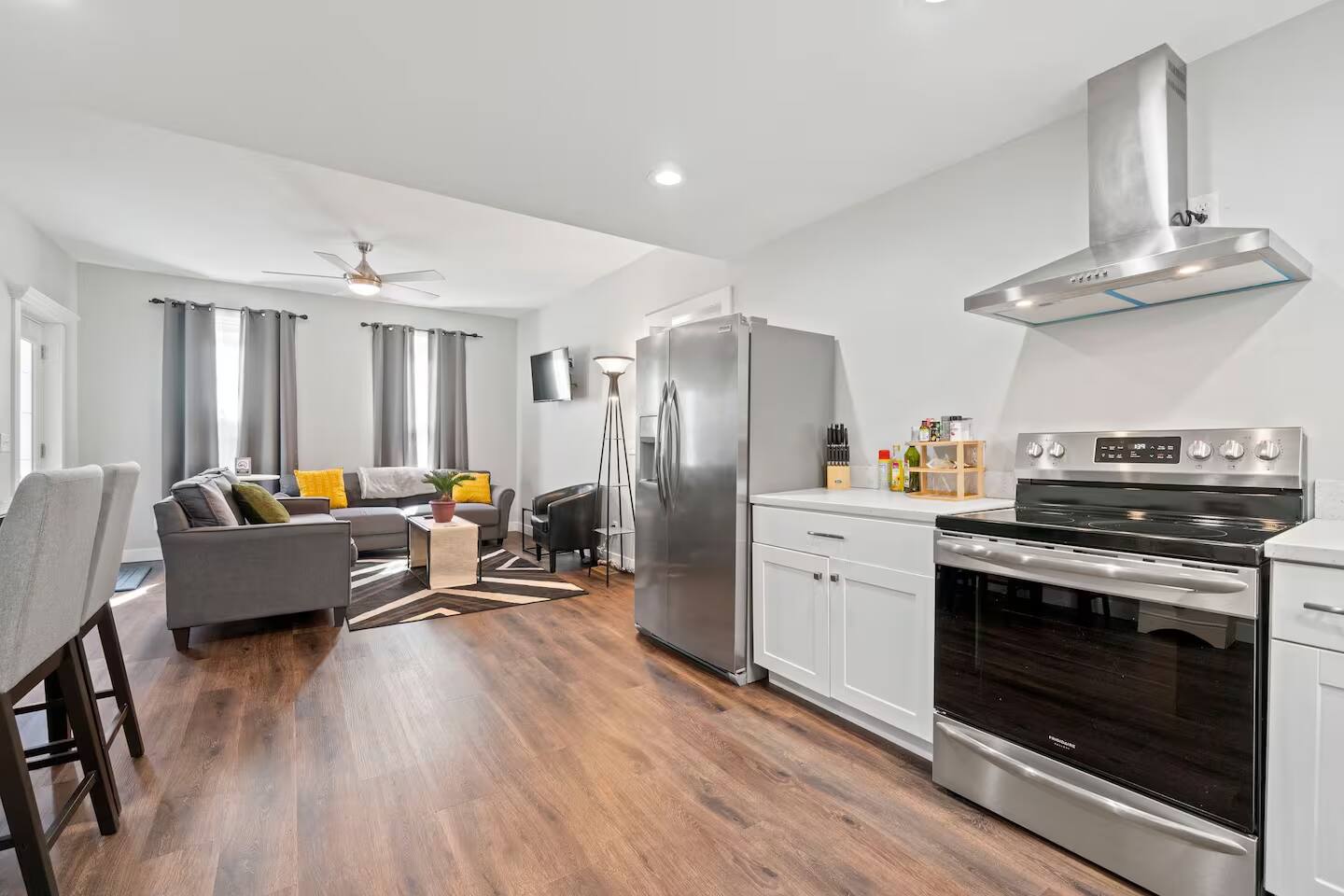 Spacious open-concept kitchen and living area, designed for comfort and easy entertaining.