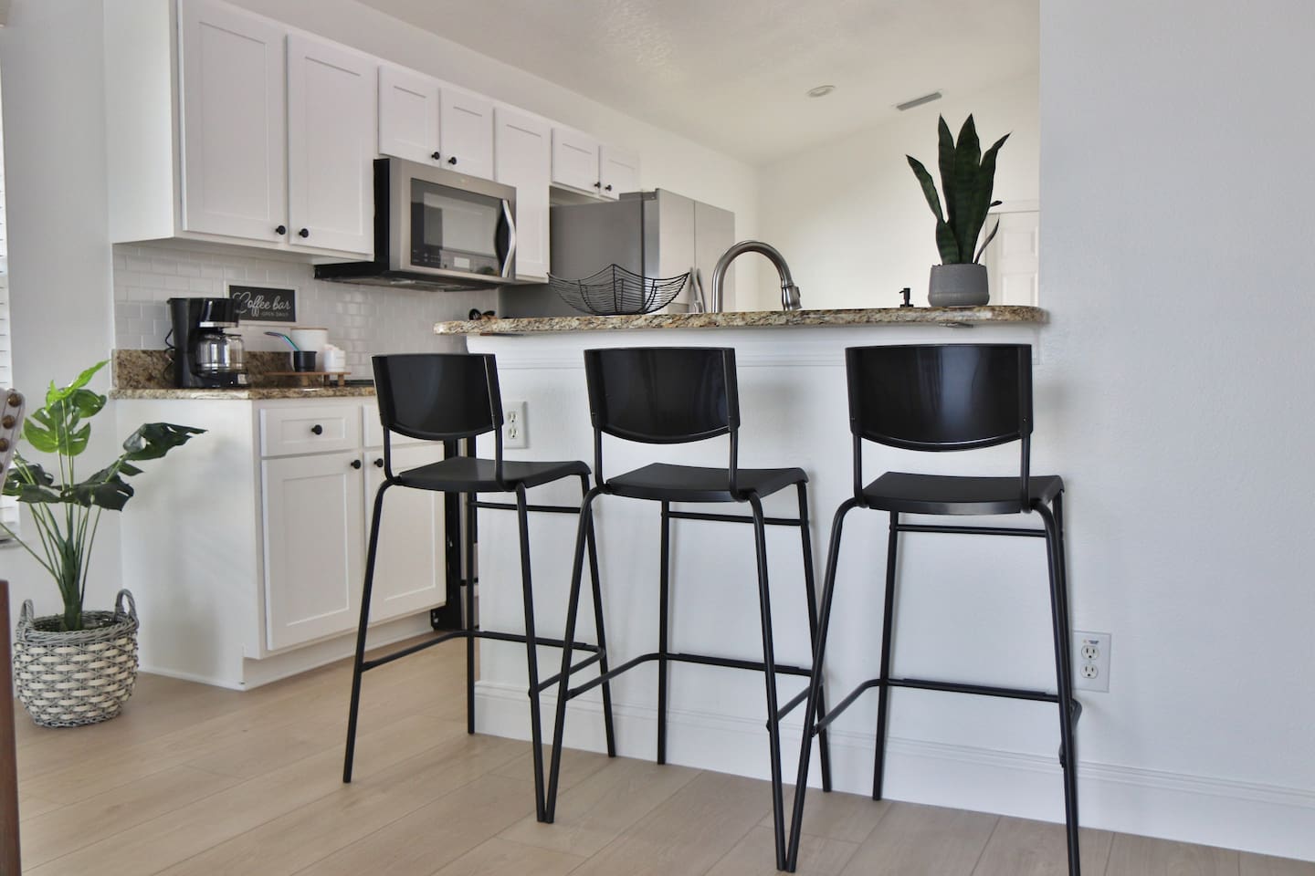 Additional seating at the bar height counter