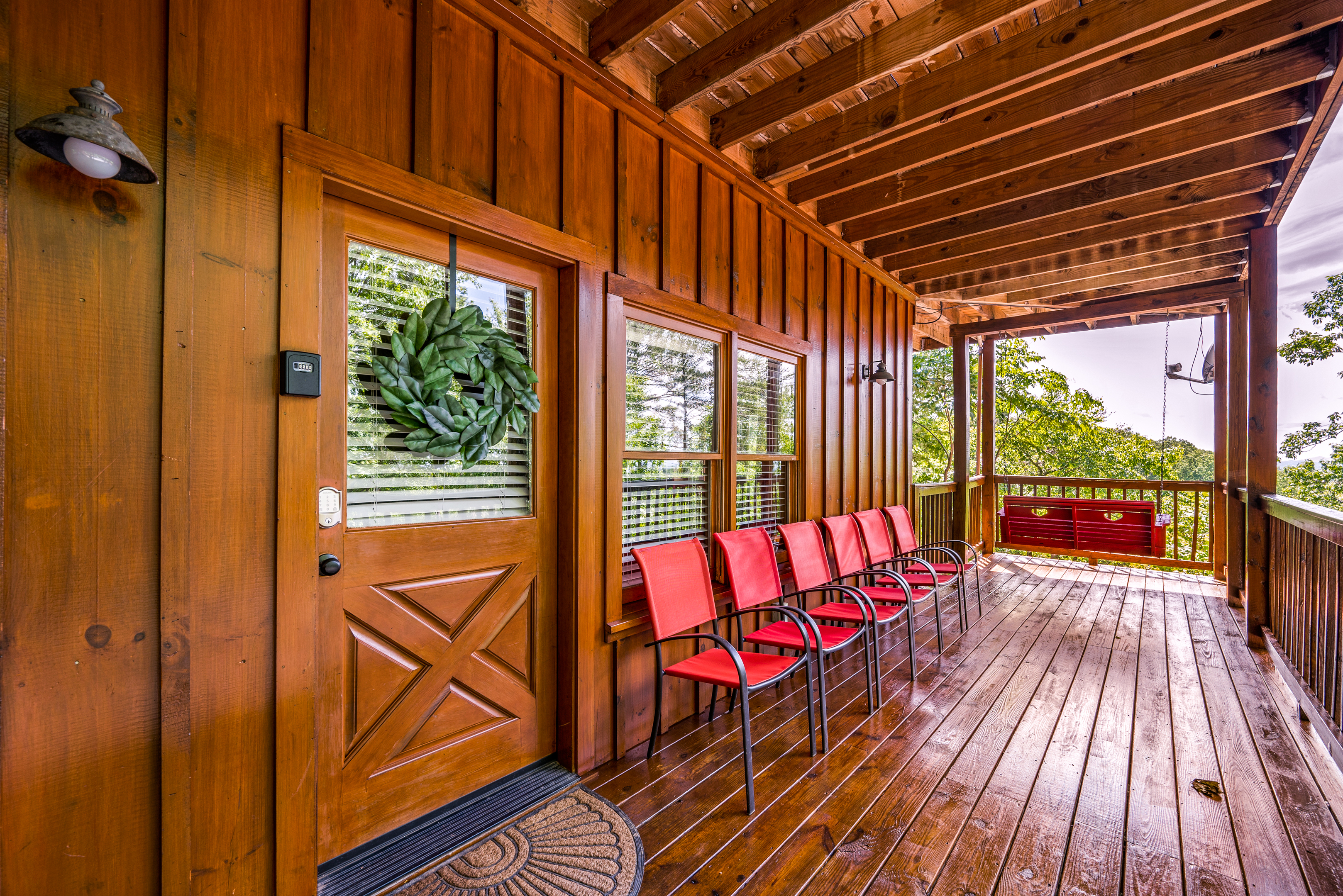 Step out on the lower deck to find the romantic porch swing.