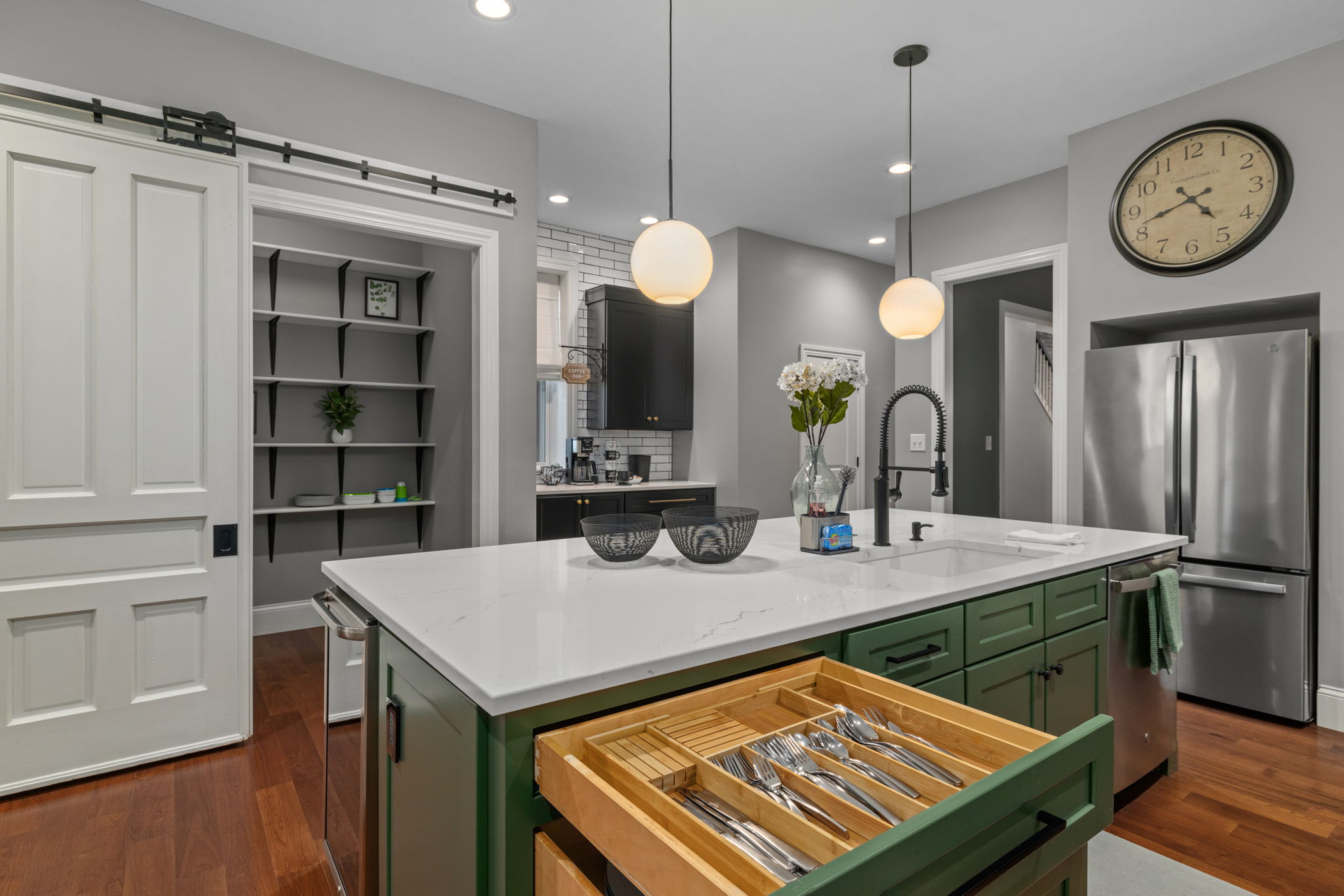 Feel free to look around in the cabinets and drawers to find what's available.