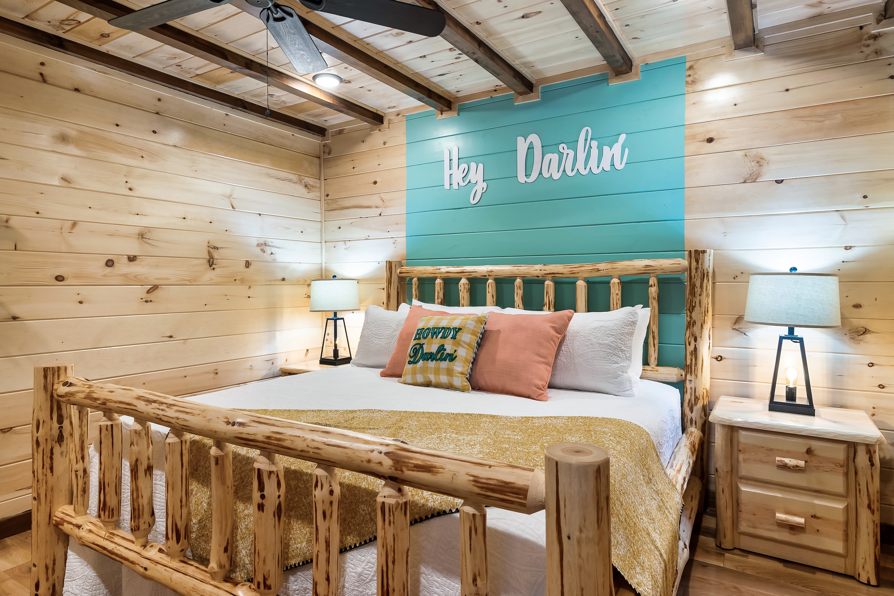 The "Hey Darlin" king bedroom (downstairs) has a private bathroom