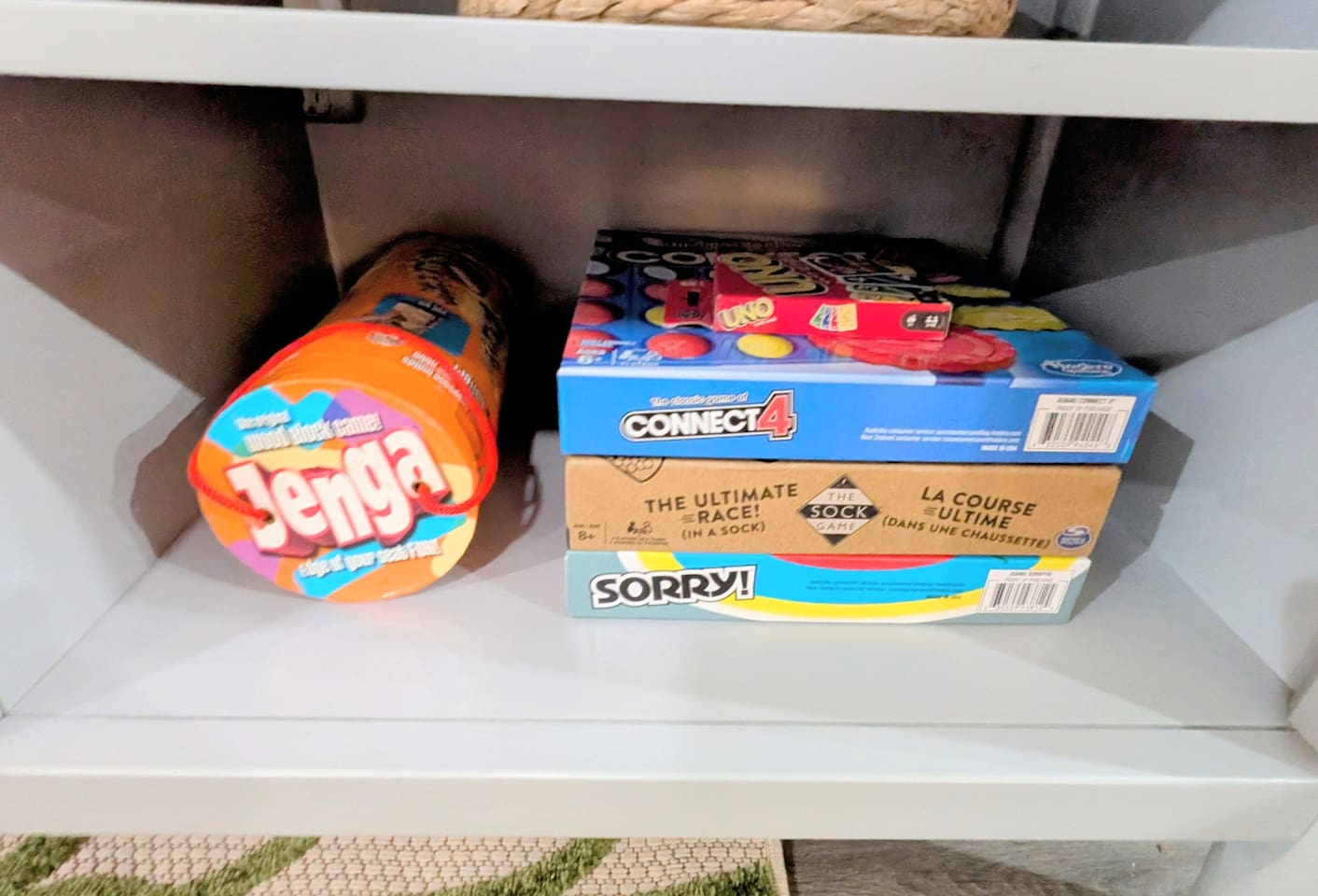 Family fun games are available including Sorry!, Jenga, Uno, & Connect 4. 