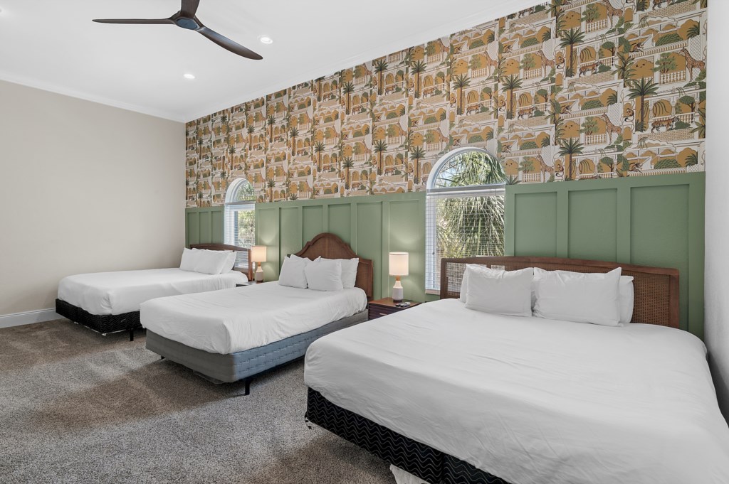 Bedroom 3 — one king and two queen beds