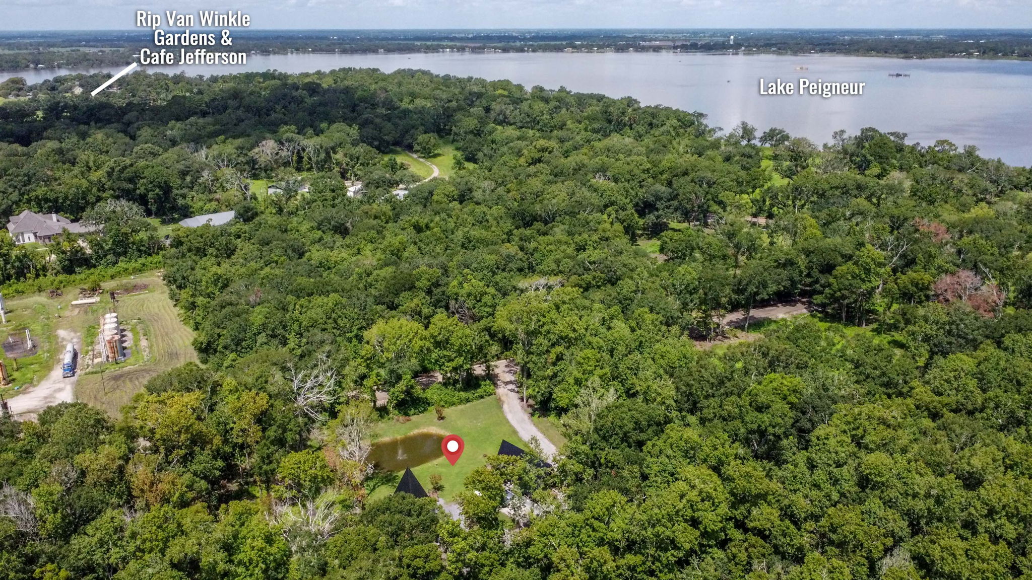 Location of A-Frame in regard to Rip Van Winkle Gardens