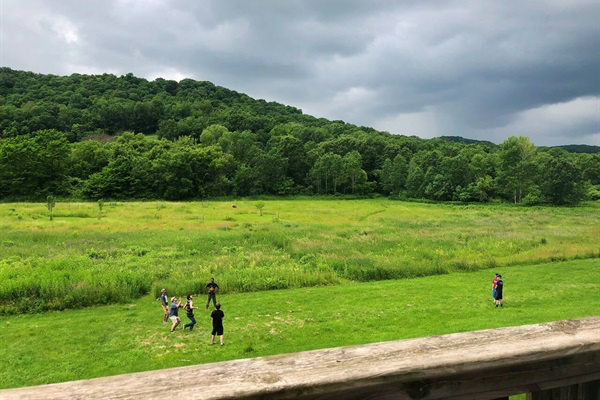 Bring a ball to toss around with your friends!