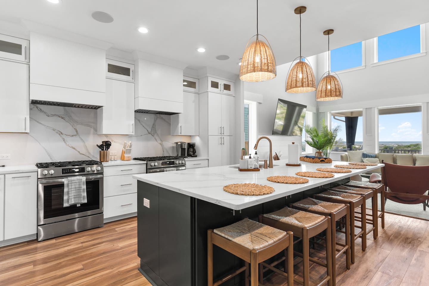 We’ve thought of the little details so you don’t have to. From Ziploc bags & K-cups to kid-friendly plates, cups, utensils, and two booster seats, this well-stocked kitchen is designed to make cooking and gathering effortless for guests of every age.