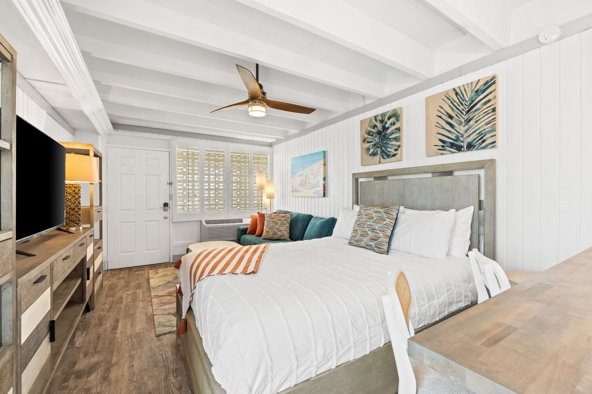 Living Room with Queen Bed and Queen Sleeper Sofa