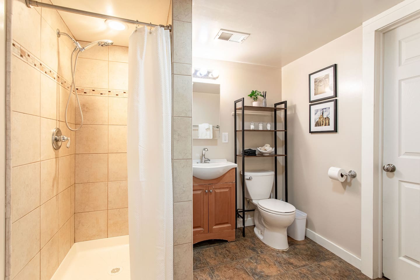 Full bathroom with shower.