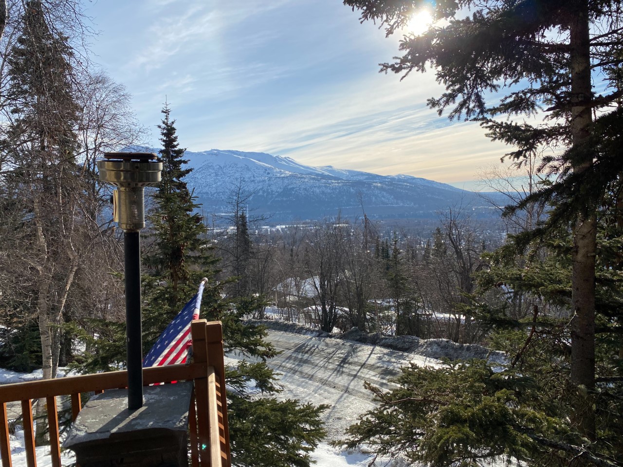 Mountain Views, espresso and fresh air start our day at the Magic Moose