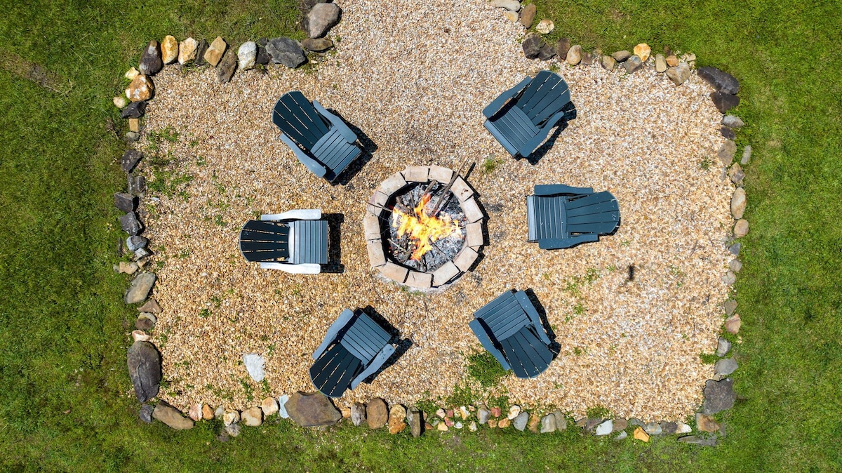 overhead view of the firepit