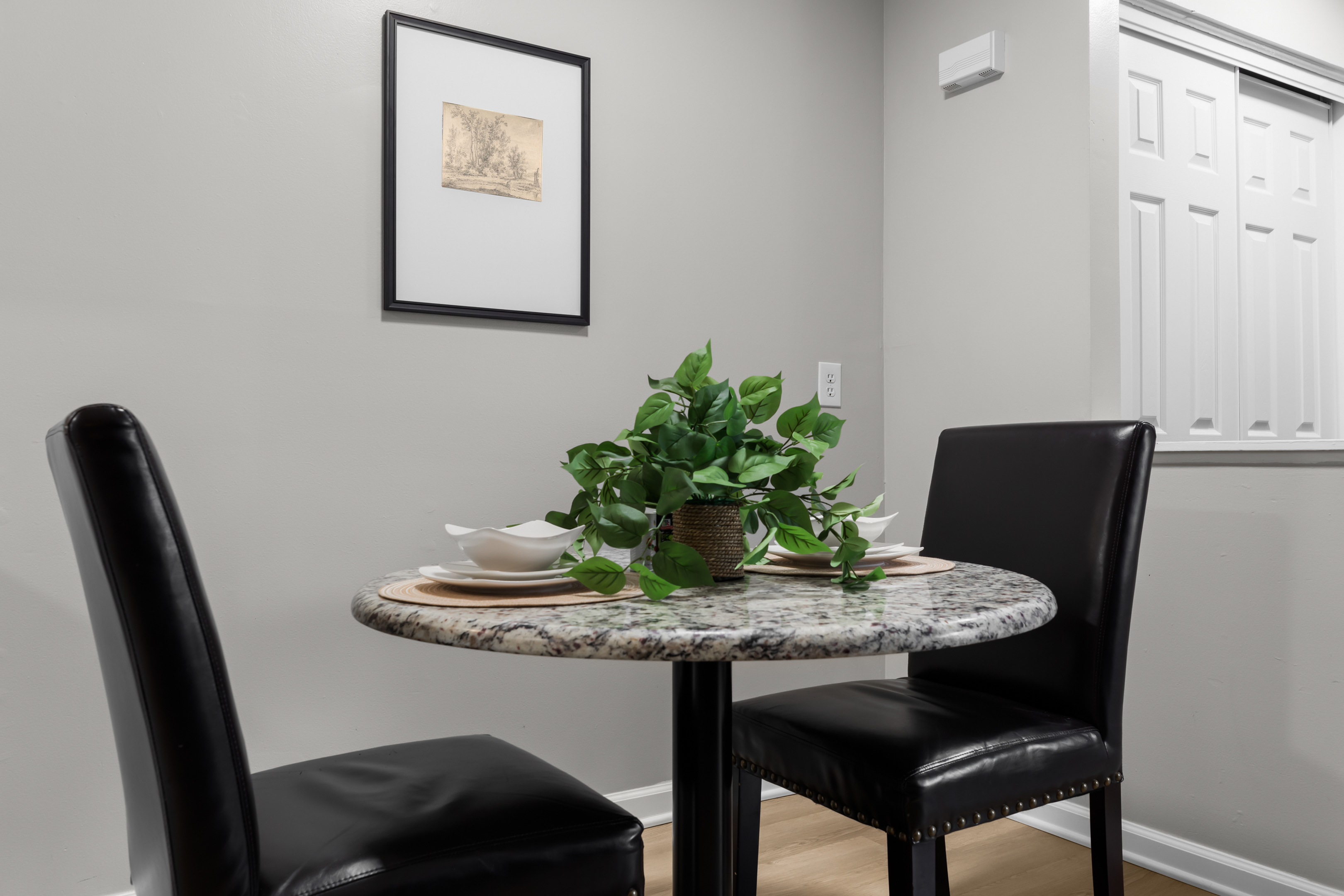 Charming little table set for two.