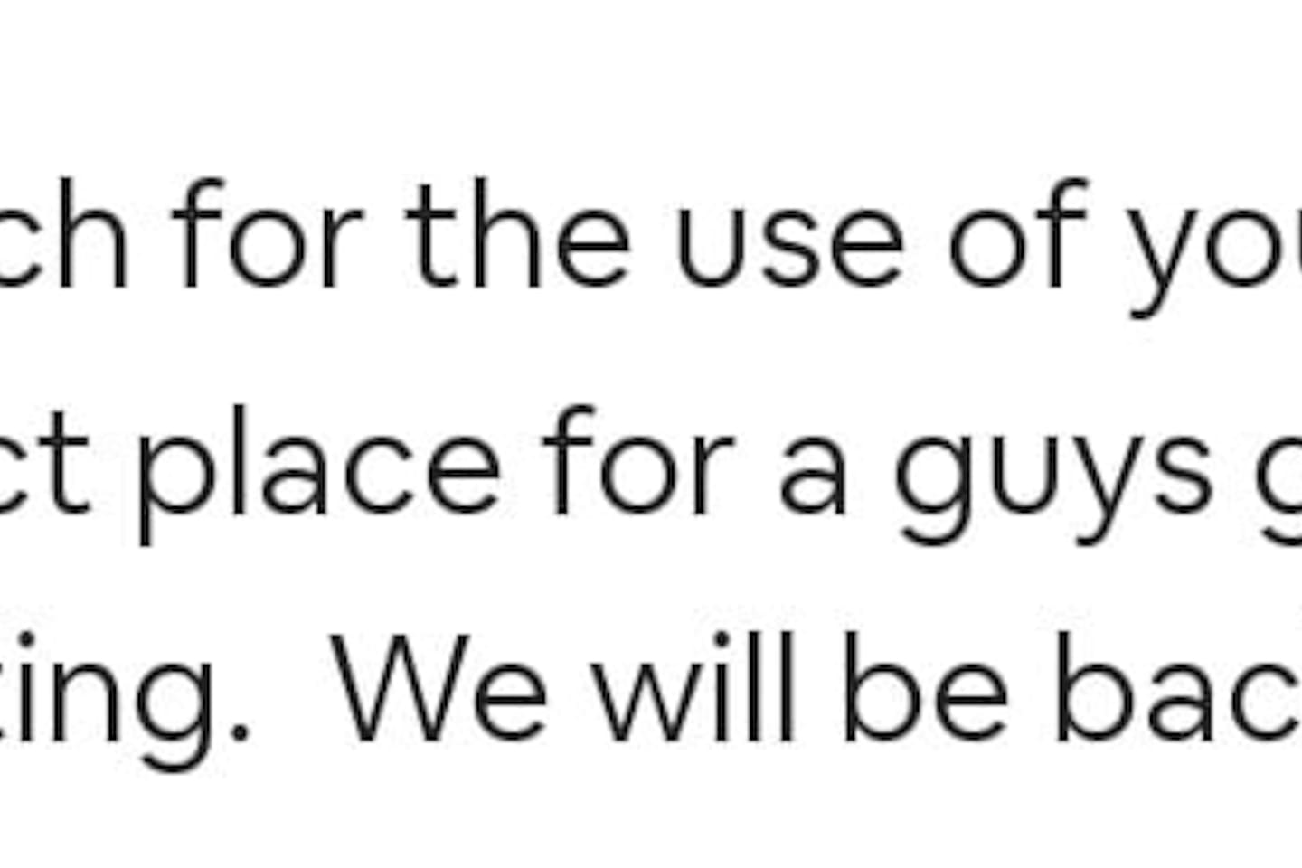 Comment from a recent guest.