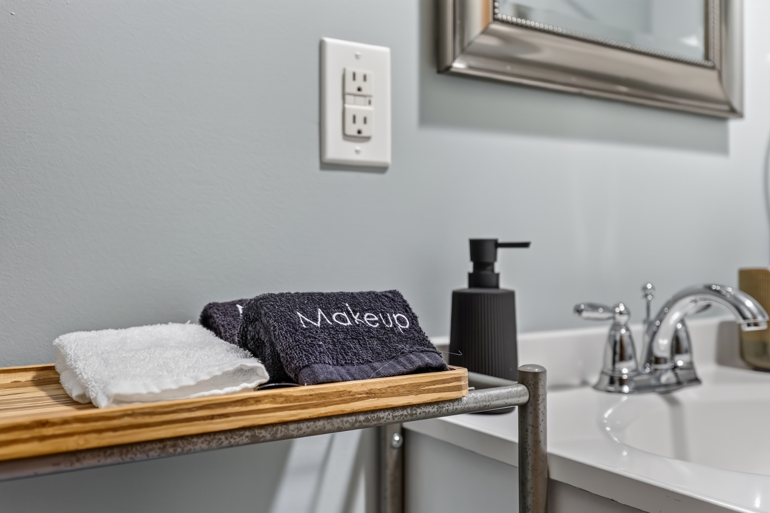 Makeup towels are available to help keep the white towels clean.
