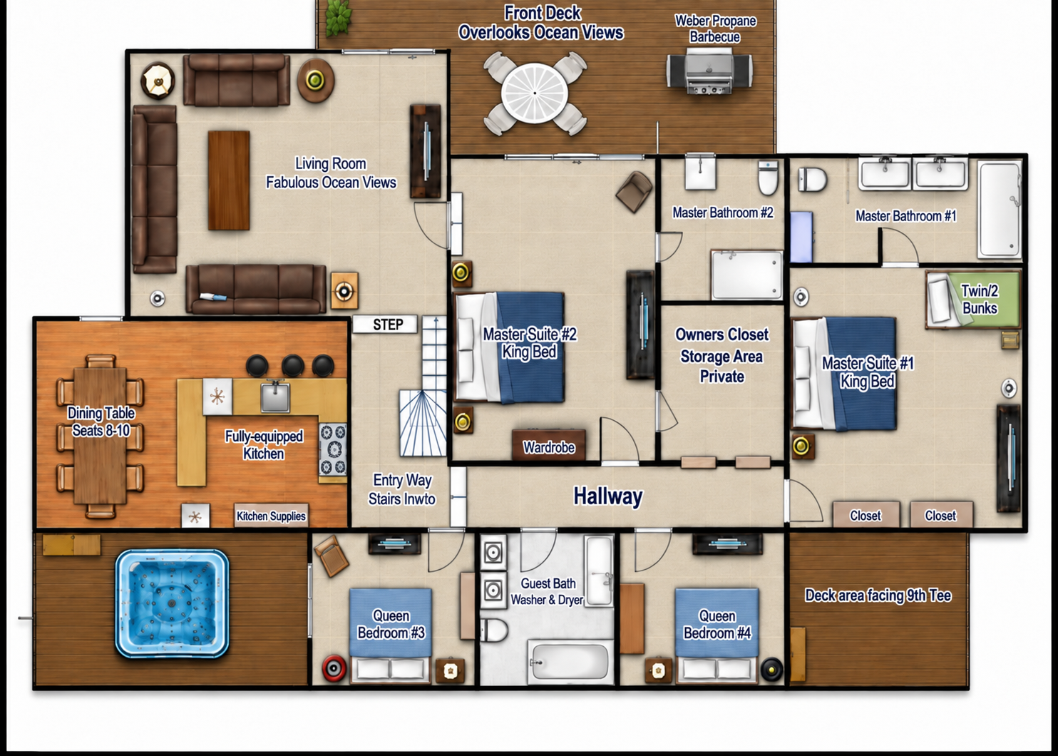 Home layout. Only rooms on first floor are garage and entry.