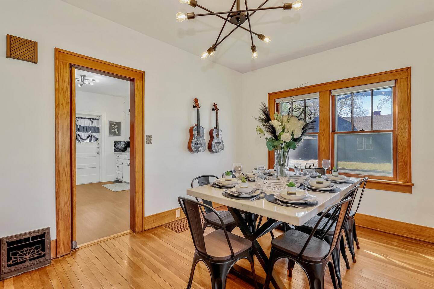 Dining Room with plenty of seating for meals and games.