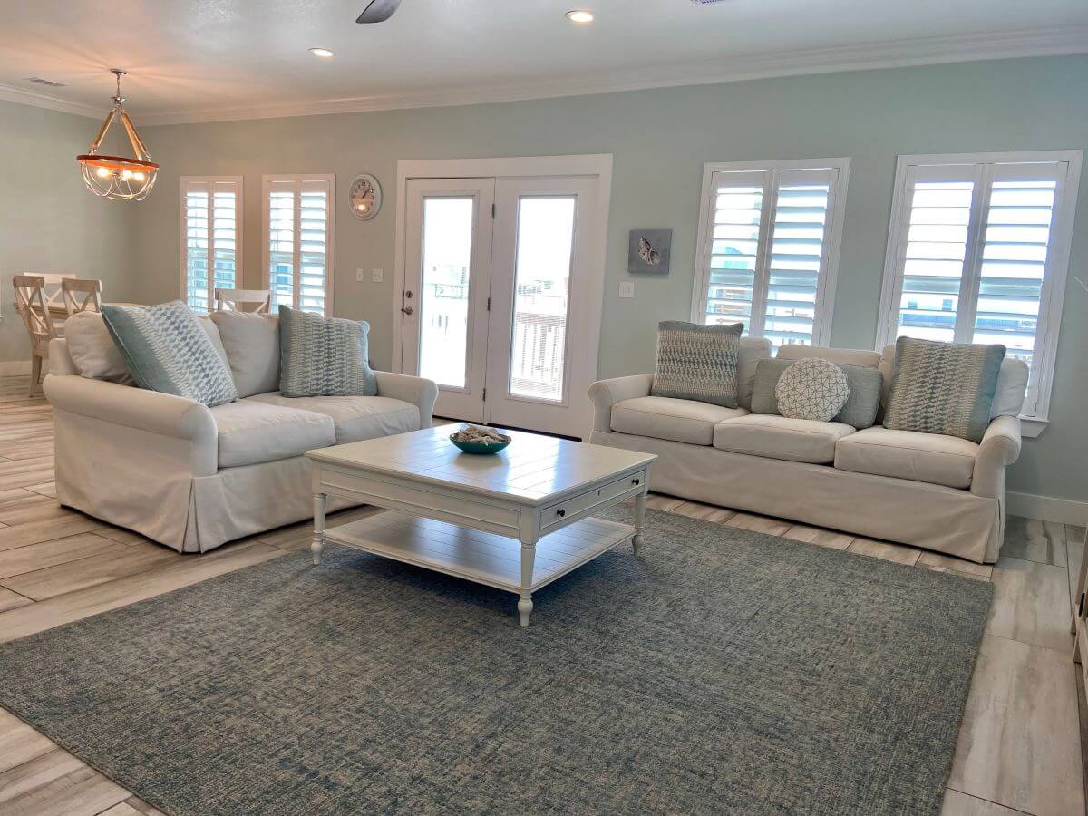 Relax on the cozy couches after a long day in the sun.