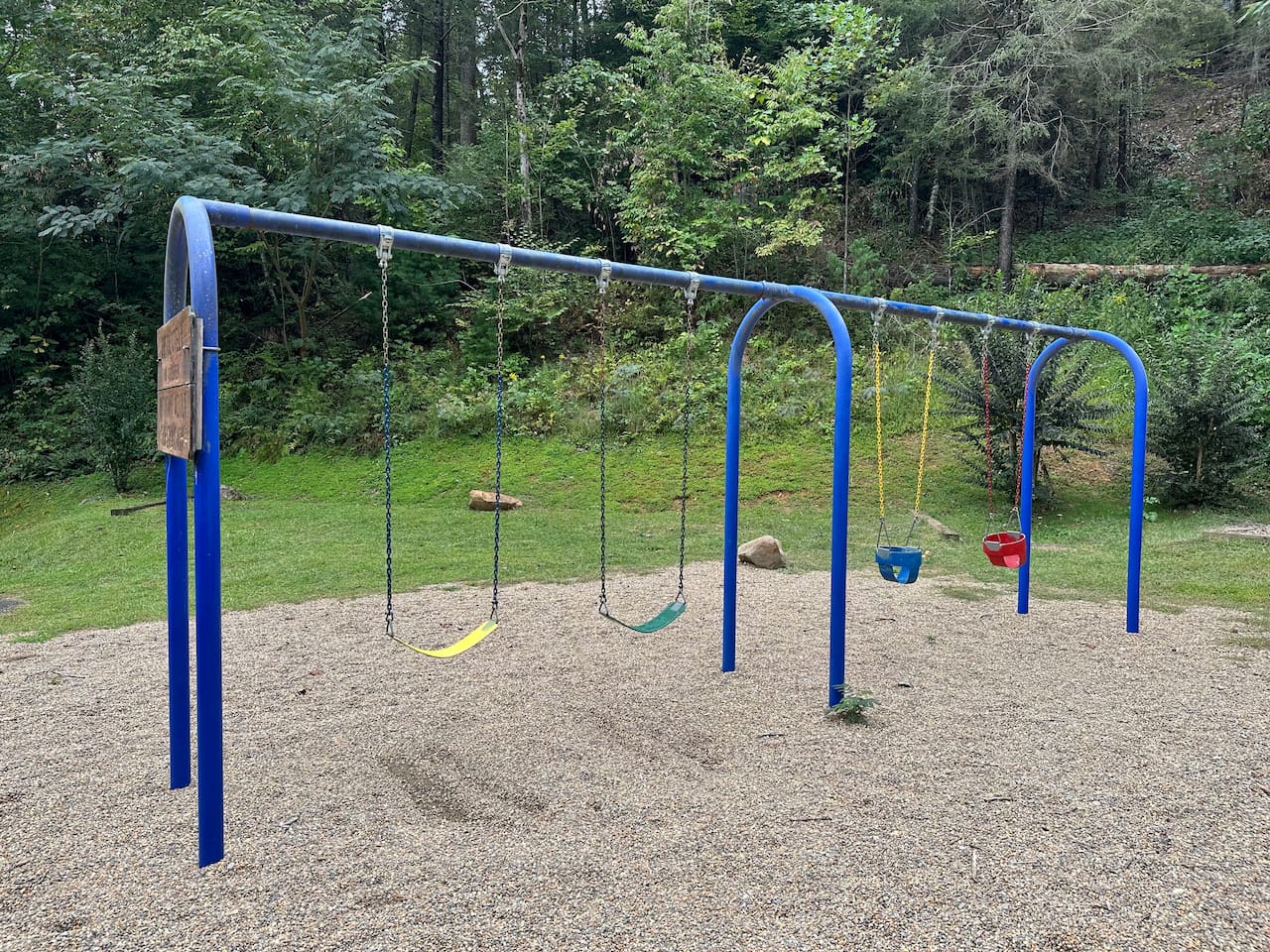 The playground is a 2 minute walk away