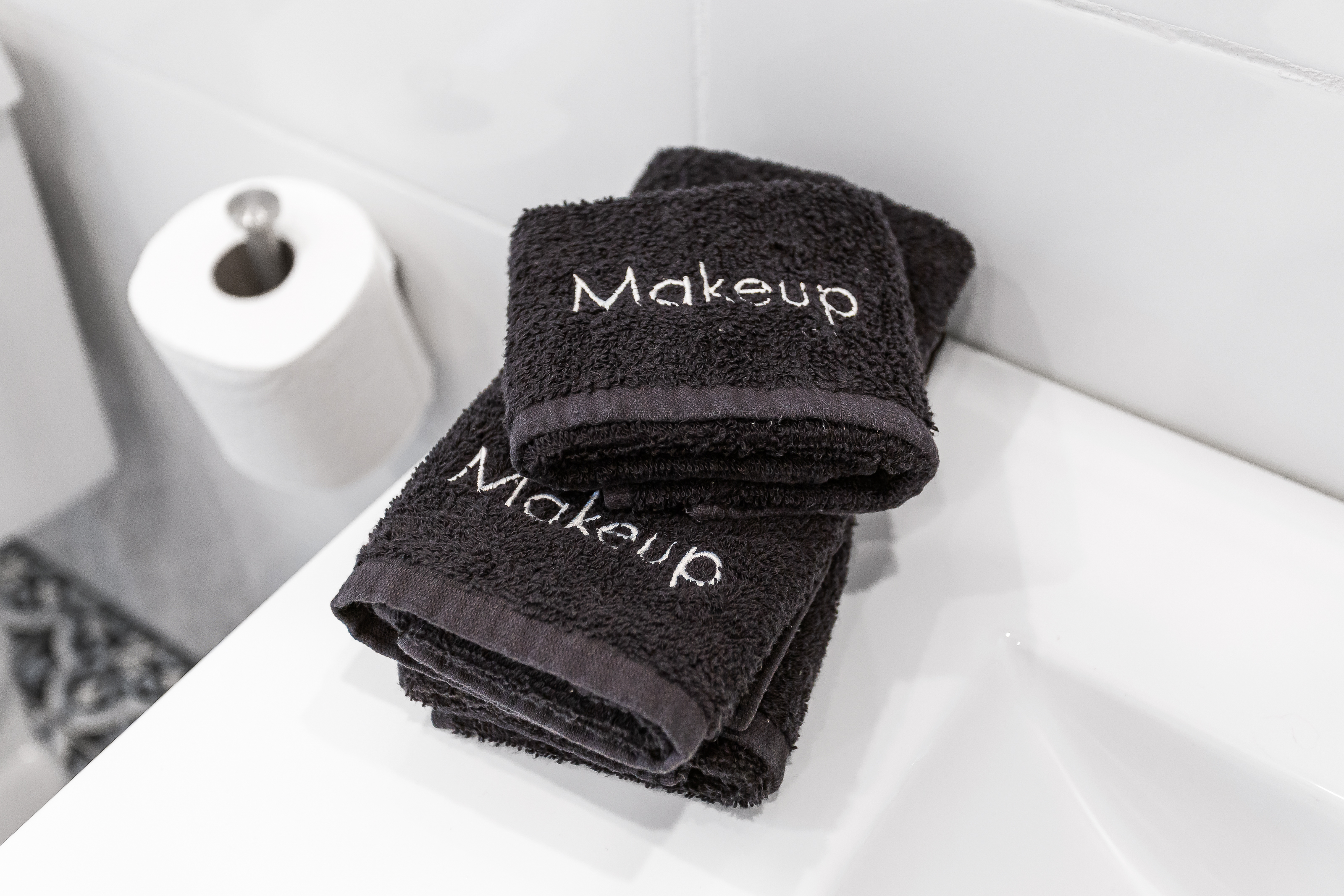 Makeup towels in the bathroom