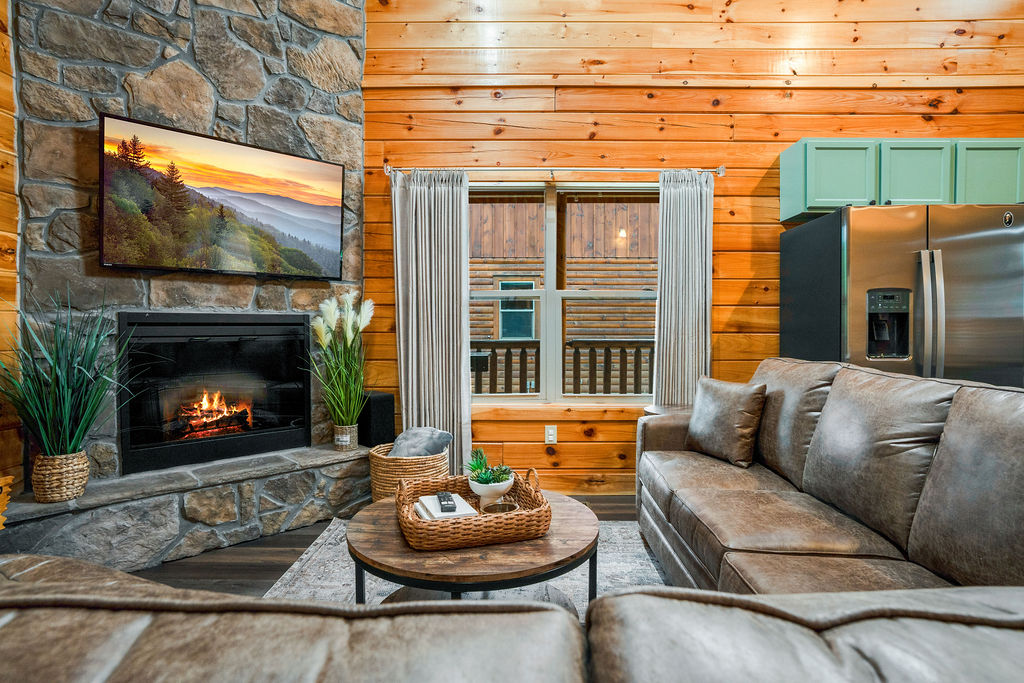 Cozy up by the fire, stream your favorite movie or enjoy quality time with your family in ther heart of the cabin.