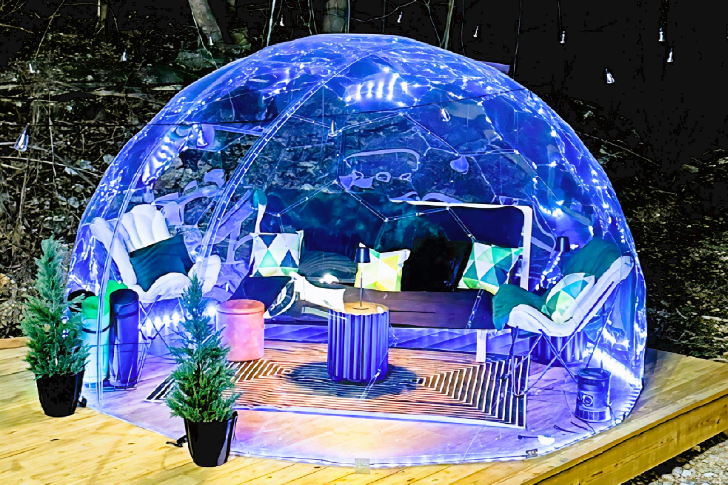 Unique Retreat: Cozy up and stargaze in our enchanting dome with led lighting and comfy seating!