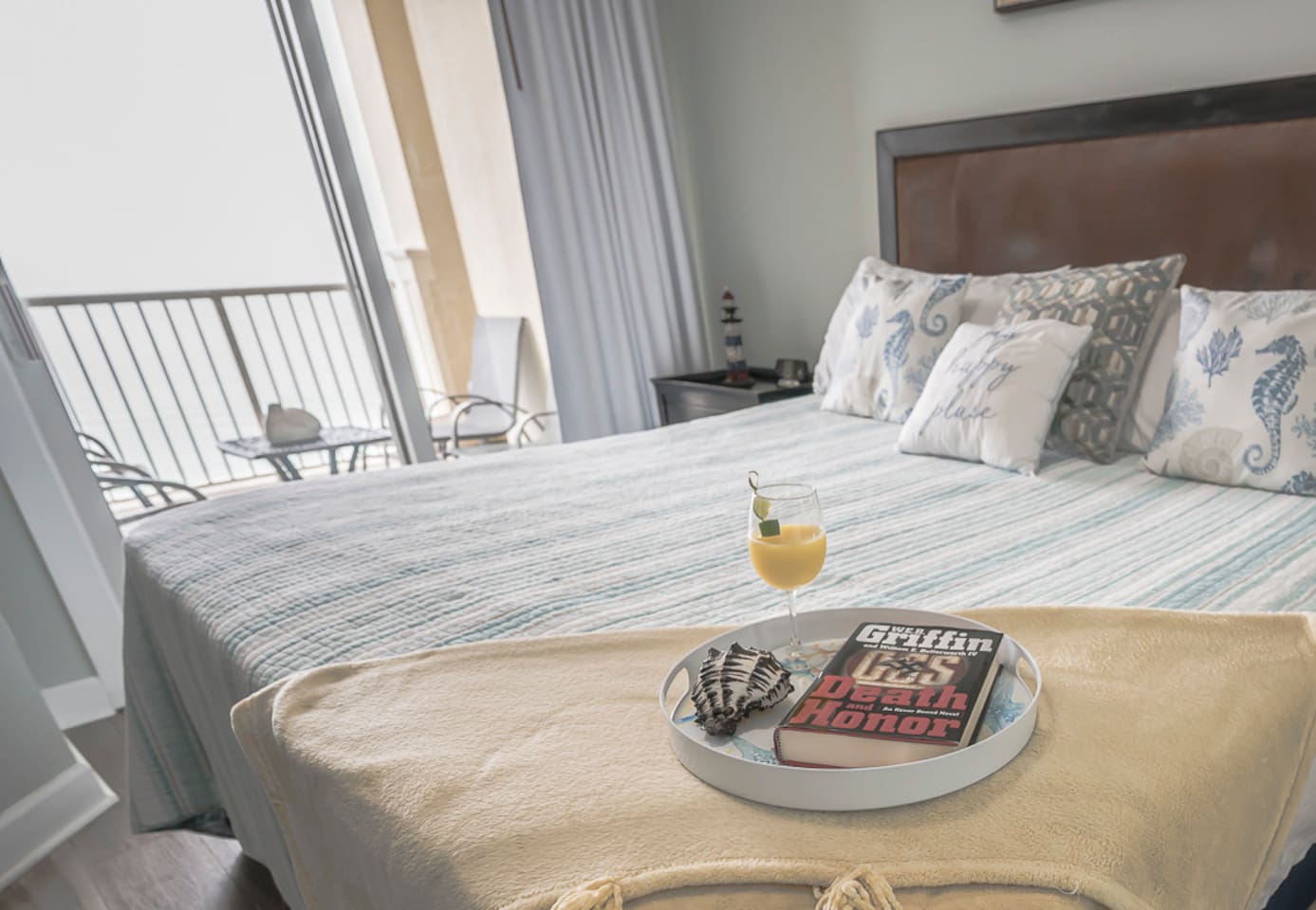 Master bedroom opens to balcony and beautiful gulf view