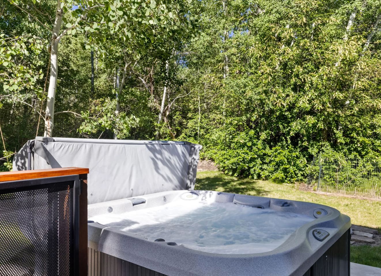 Relax and unwind! Large hot tub for relaxing after all your activities.