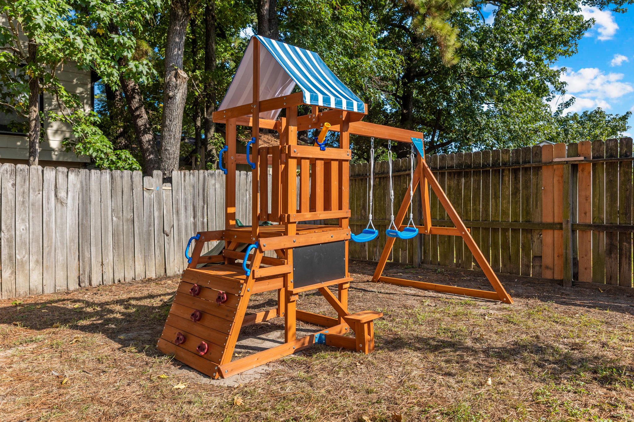 Kids will love the private playground – a safe, fun space for hours of outdoor entertainment.