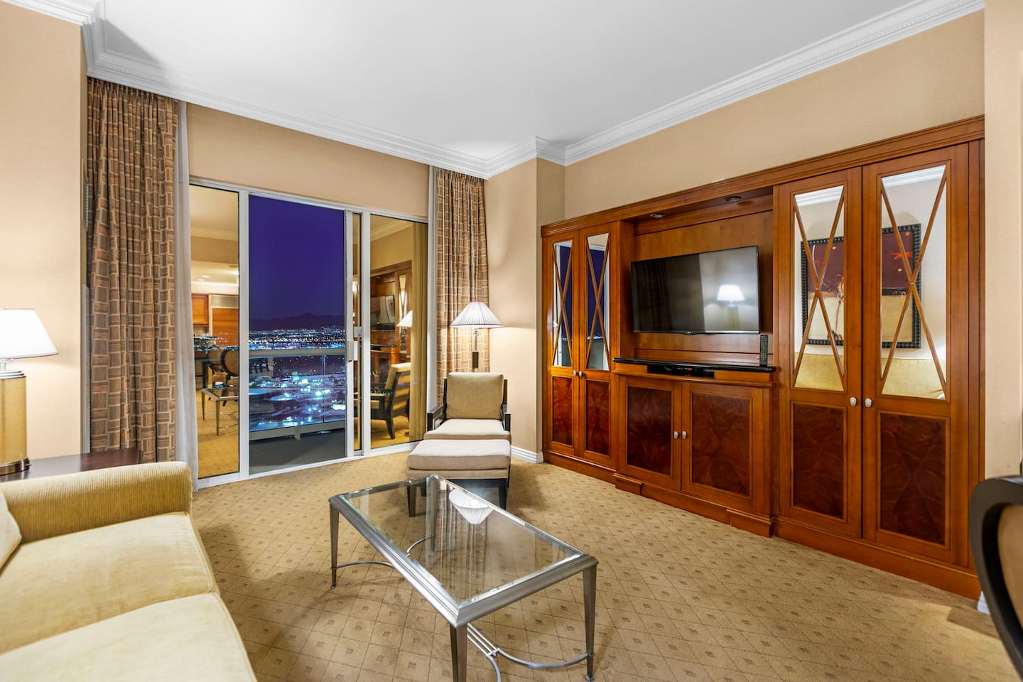 Glass door open the view