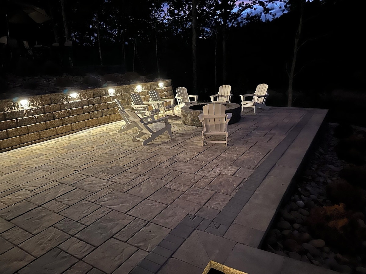 Enjoy the Fire Pit at night with plenty of light
