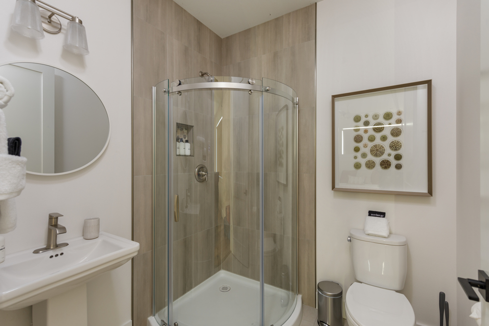 Ensuite bath with heated floors and shower.