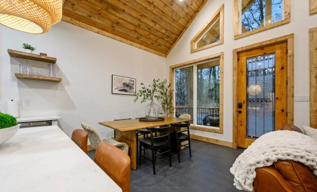 Vaulted ceilings and seamless indoor-outdoor charm