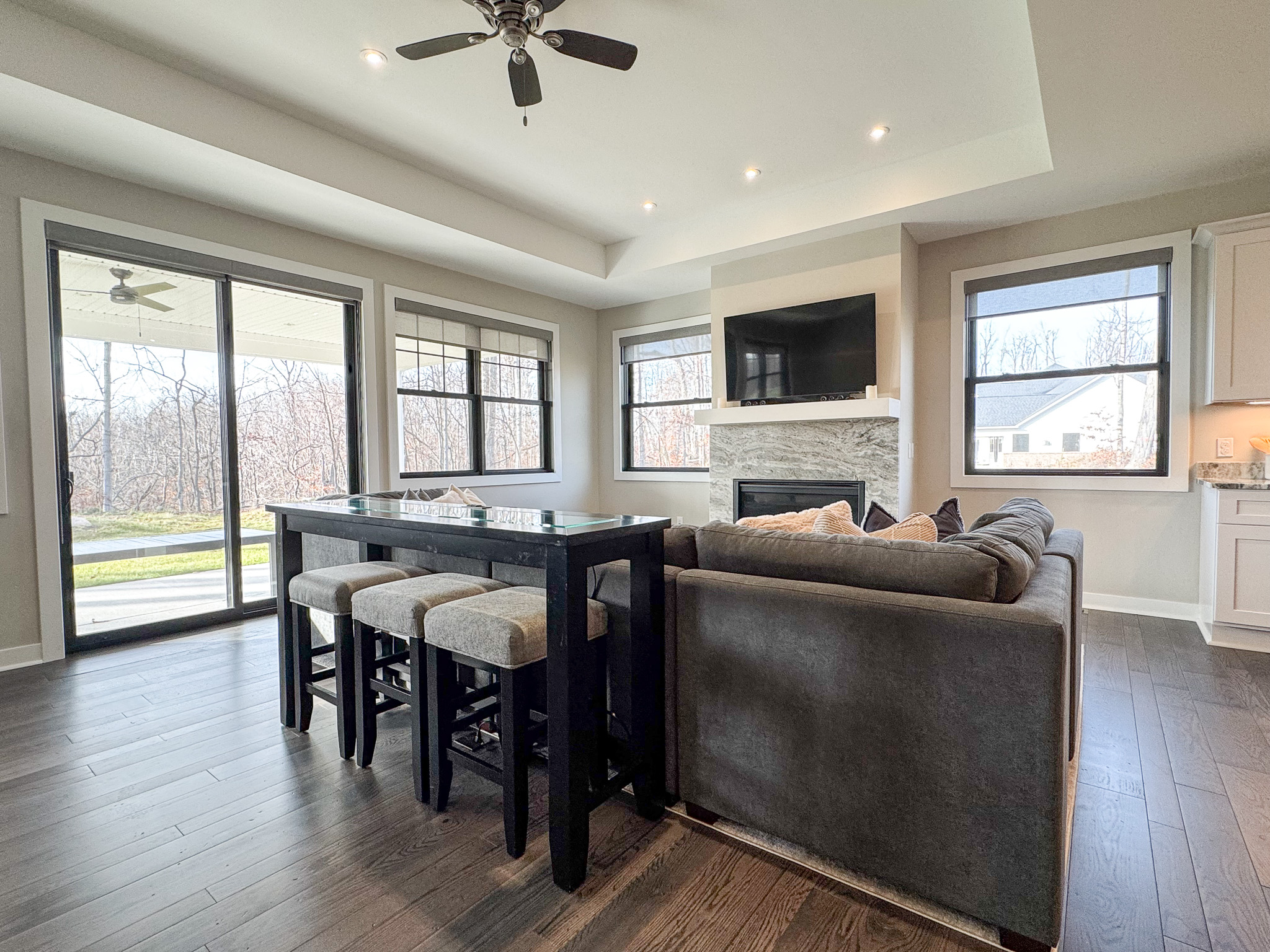 Living area with sliders to patio.