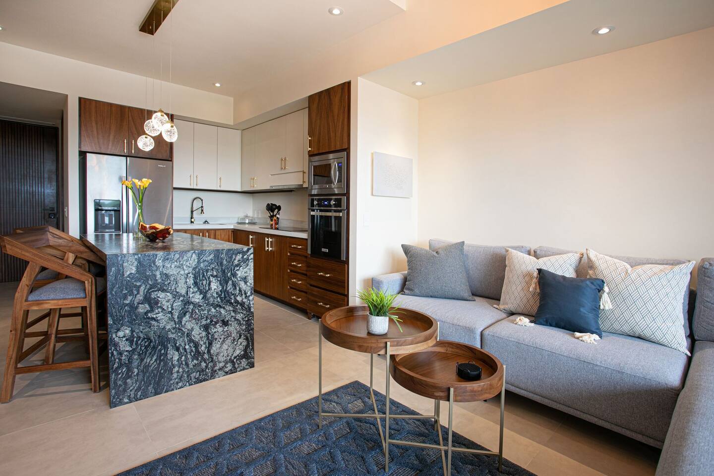 Luxurious Living with a convertible couch!