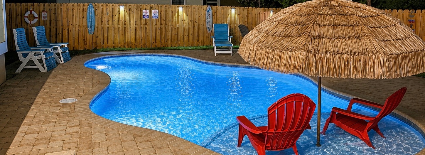 Private pool with loungers
