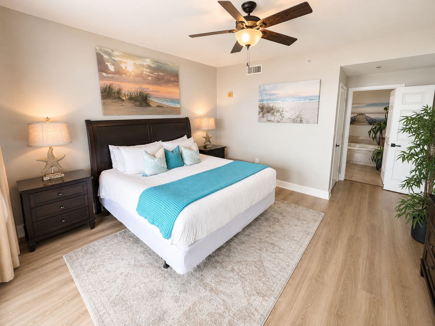 Master bedroom with king sized bed