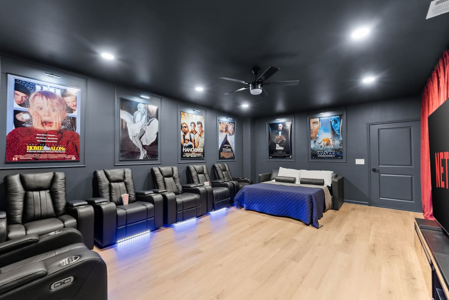 Premium Poly & Bark queen sofa in the theater room—ultra-comfortable for movie lovers and perfect for extra sleepers, not your typical sofa.