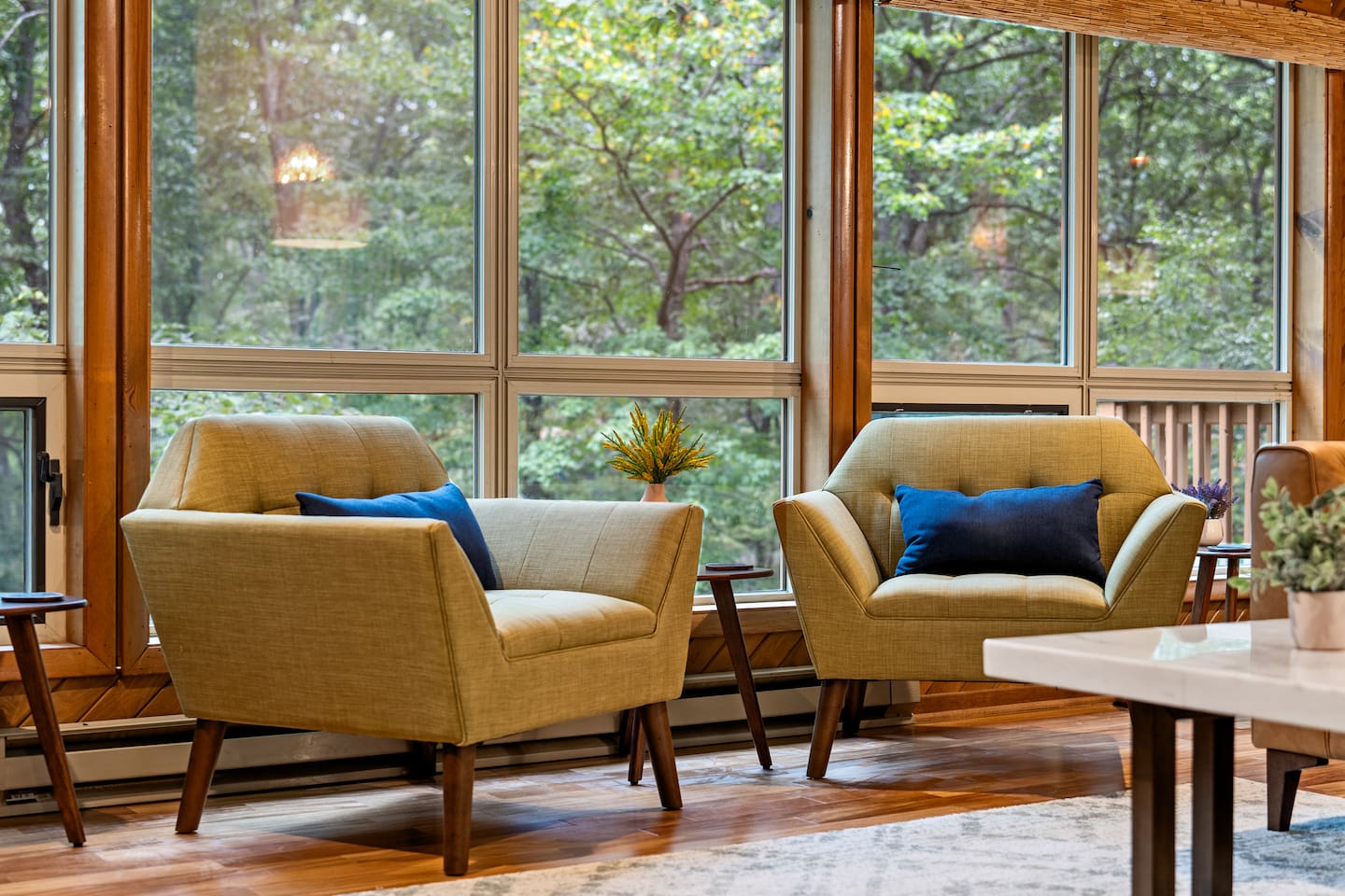 Look out of the wall of living room windows and you're at tree level. 