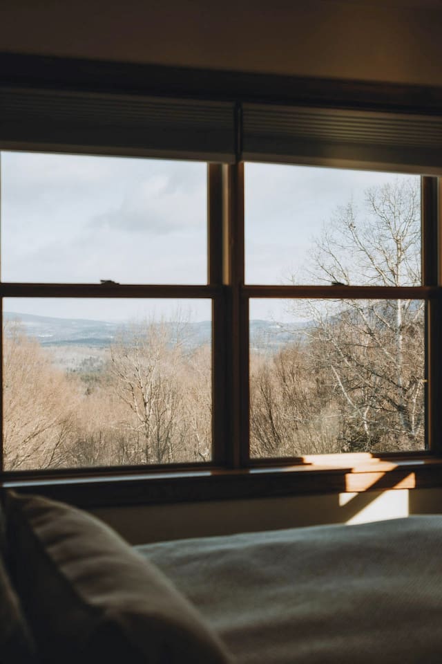 view from the primary bedroom in winter
