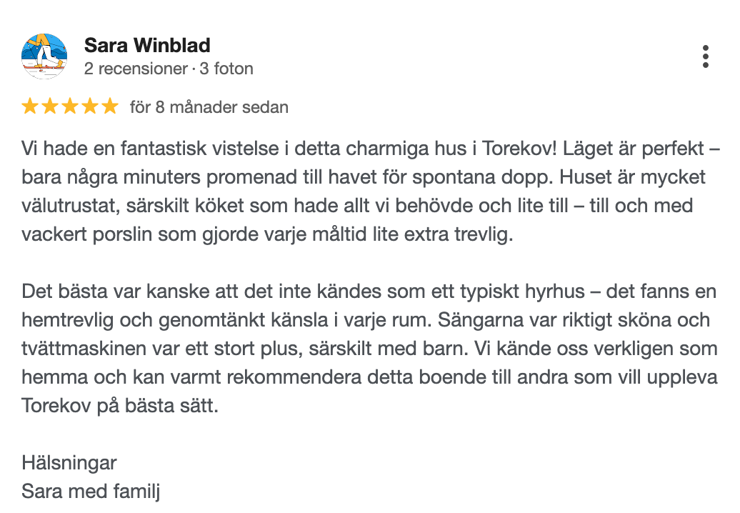 Review from our Google page.