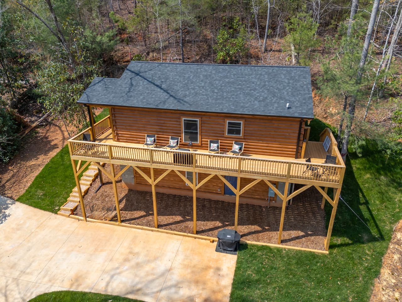 Front drone view of the cabin