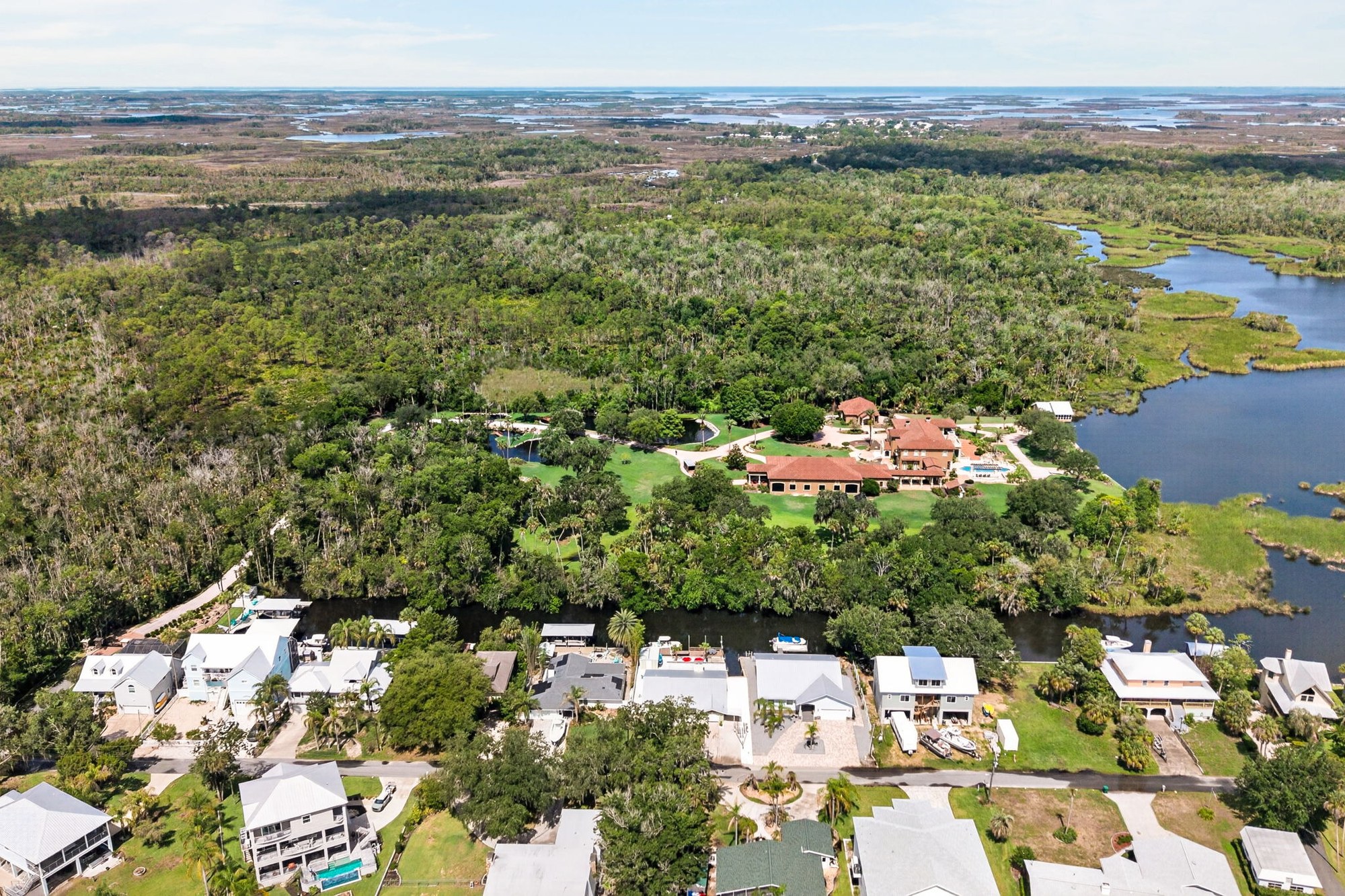 Aerial view of the waterfront neighborhood