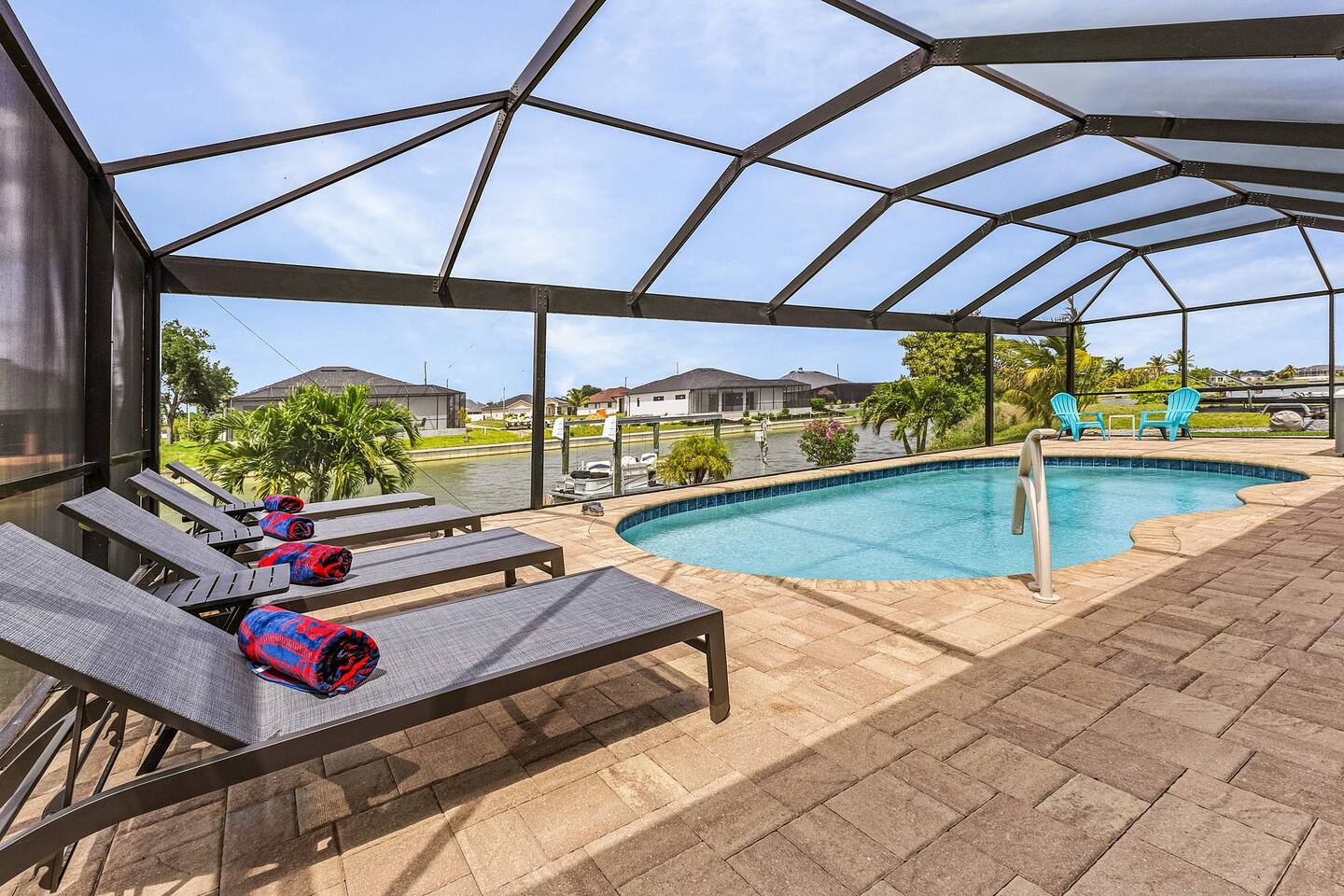 Relax and soak up the sun in the spacious lounging area with a refreshing spa!