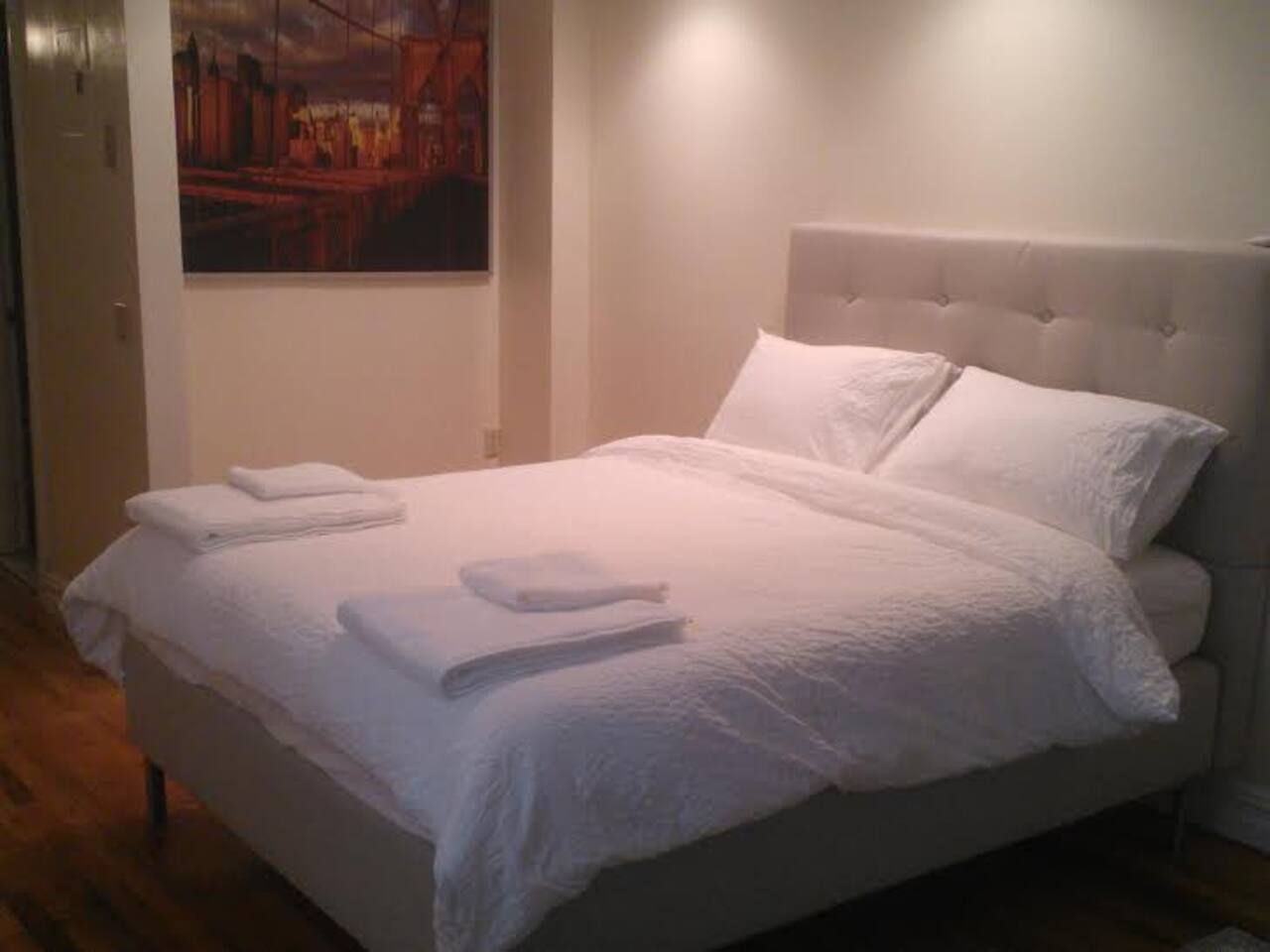 A bed ready with all fresh linens (including duvet cover).