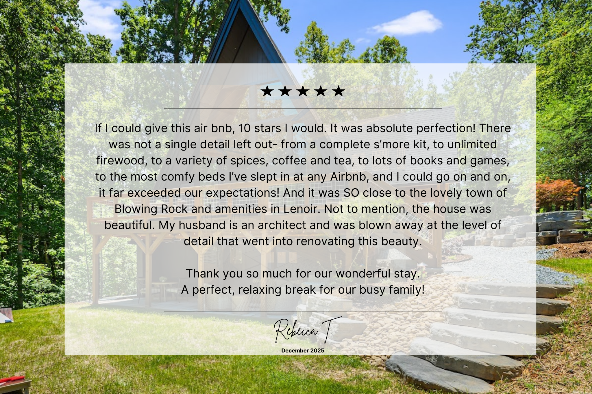 5-star review from one of our guests.