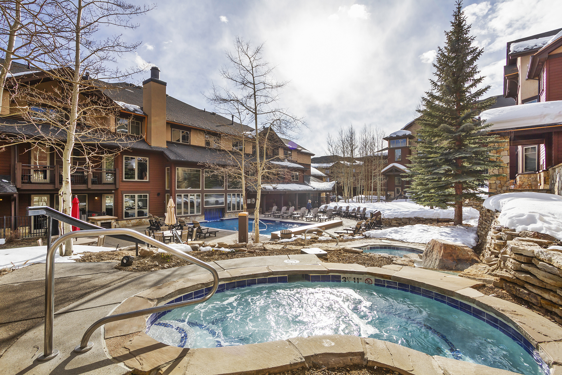 One of several hot tubs on site
