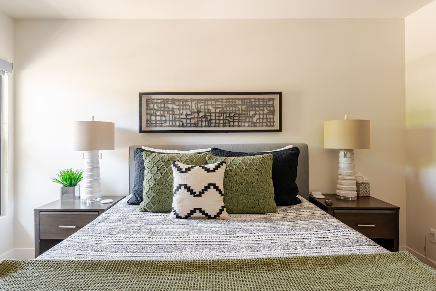 Thoughtful touches like textured pillows and warm lighting create a cozy, inviting atmosphere you’ll love returning to each evening.


