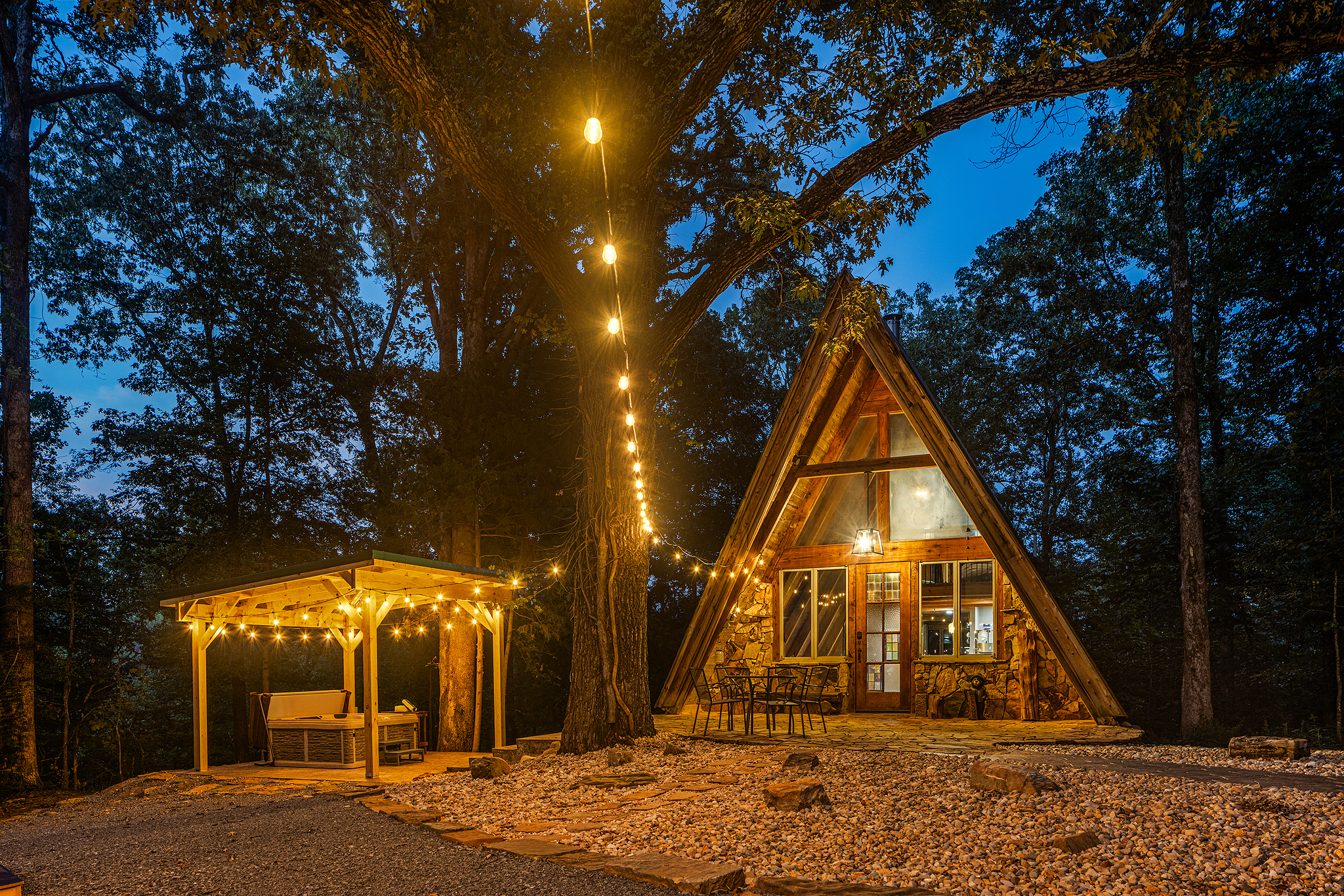 Charming A-Frame Cabin Getaway | Secluded Retreat with Outdoor Lighting & Cozy Vibes
