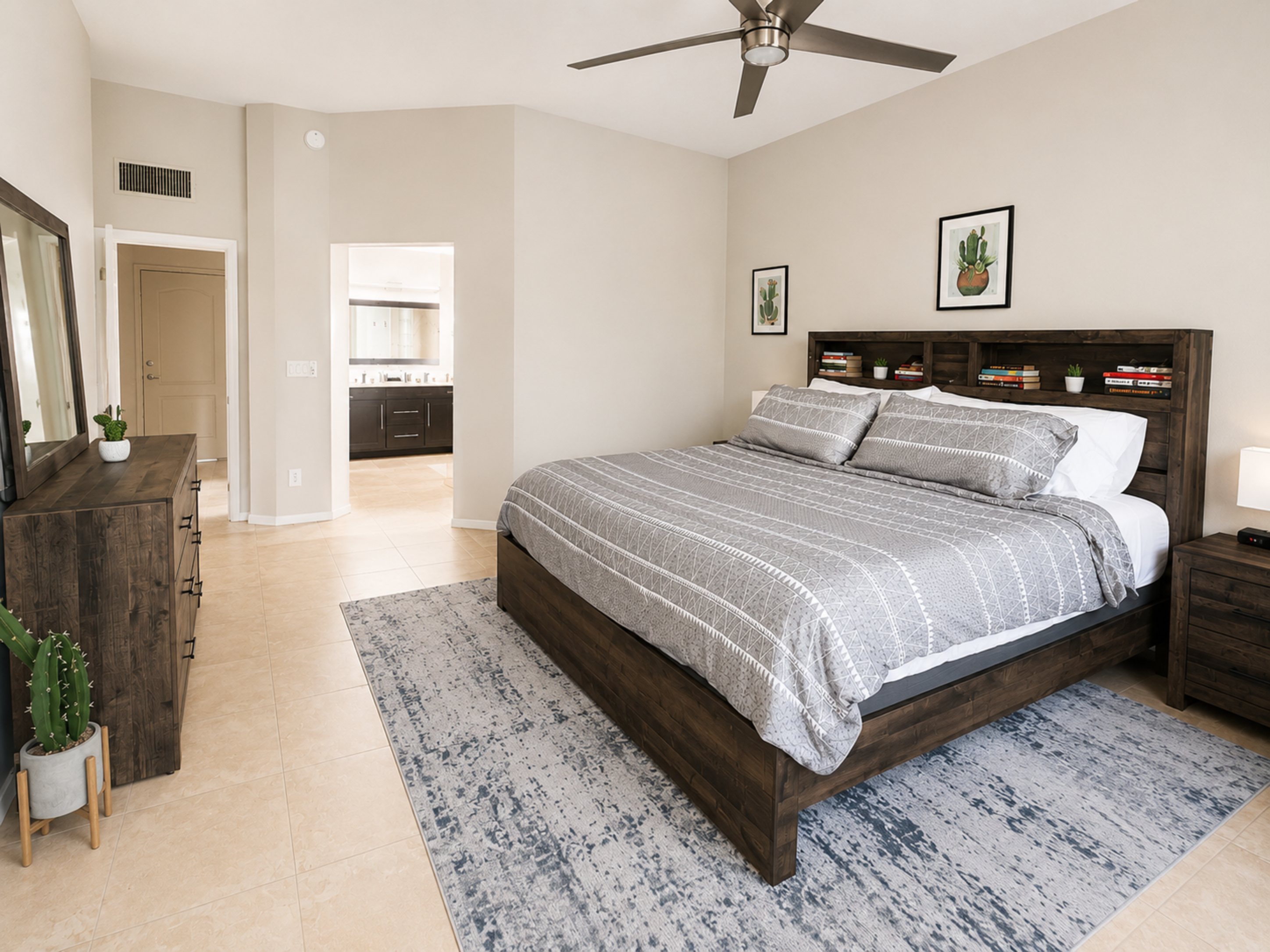 Spacious primary  bedroom with spa like ensuite and walk in closet.